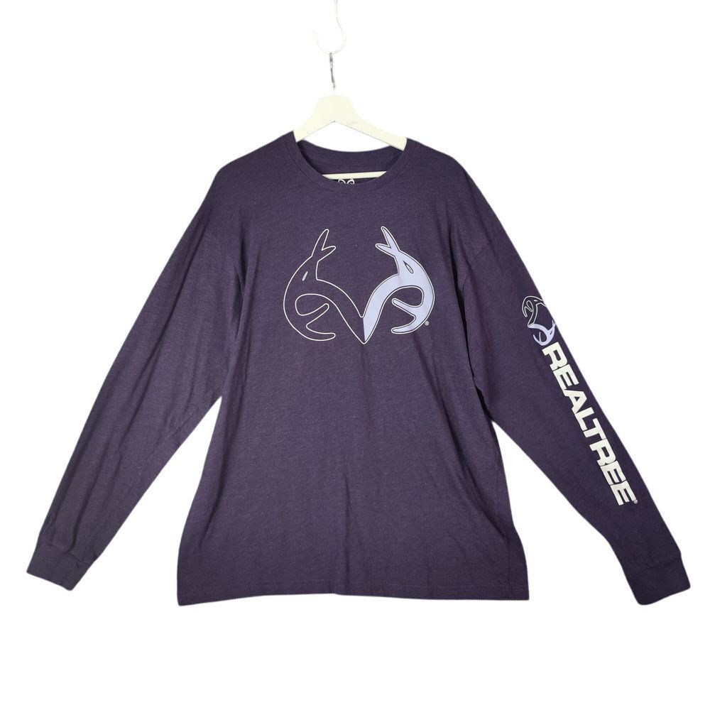 Realtree Purple Long Sleeve Hunting Logo T-Shirt Outdoor Casual Wear Men Size XL